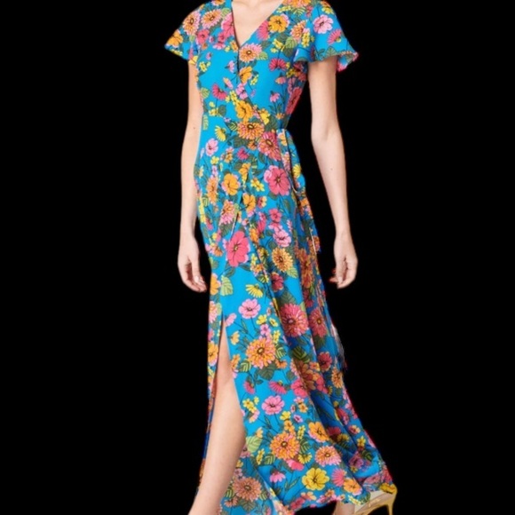 SUGARLIPS Twiggy Floral Lunar Maxi Wrap Dress Sz Small BOHO Flirty NWT - Picture 4 of 8